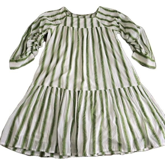 Happy X Nature Green White Striped Tiered Short Dress Womens Size XS - Picture 10 of 11